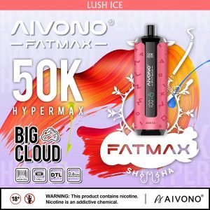 Aivono Aim Fatmax 50000 Puffs Disposable E-Shisha Hookah Vape | 50K Puff DTL Big Cloud Vape with LED Display & 0%-5% Nicotine
