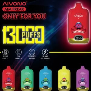 Aivono Aim Freak 13000 13K Puffs Disposable E-Cigarette Vape Pen | Mesh Coil Vape with 20ml Nic Salt Juice, 1.0Ω Mesh Coil & LED Display