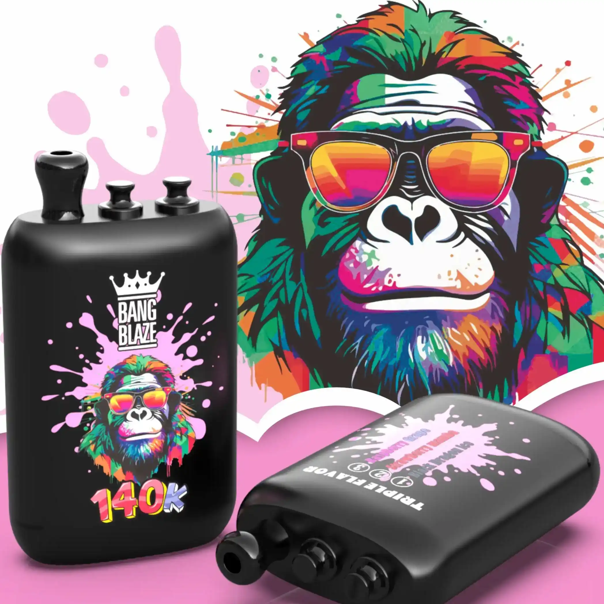 Bang Blaze 140K Puffs 3 Flavors in 1 Disposable Vape | Rechargeable Big Puff Vape with Multi Pods & Monkey Design, 2%/5% Nicotine Salt - Image 2
