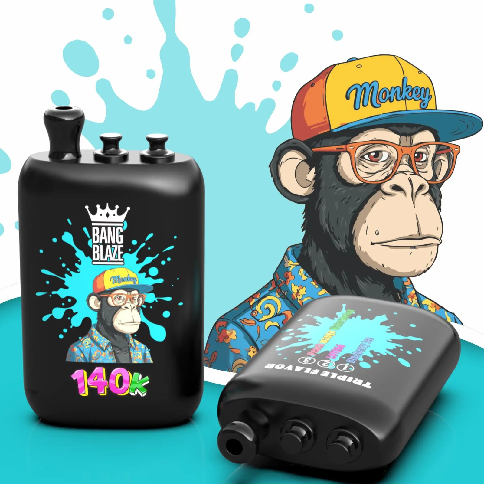 Bang Blaze 140K Puffs 3 Flavors in 1 Disposable Vape | Rechargeable Big Puff Vape with Multi Pods & Monkey Design, 2%/5% Nicotine Salt - Image 4