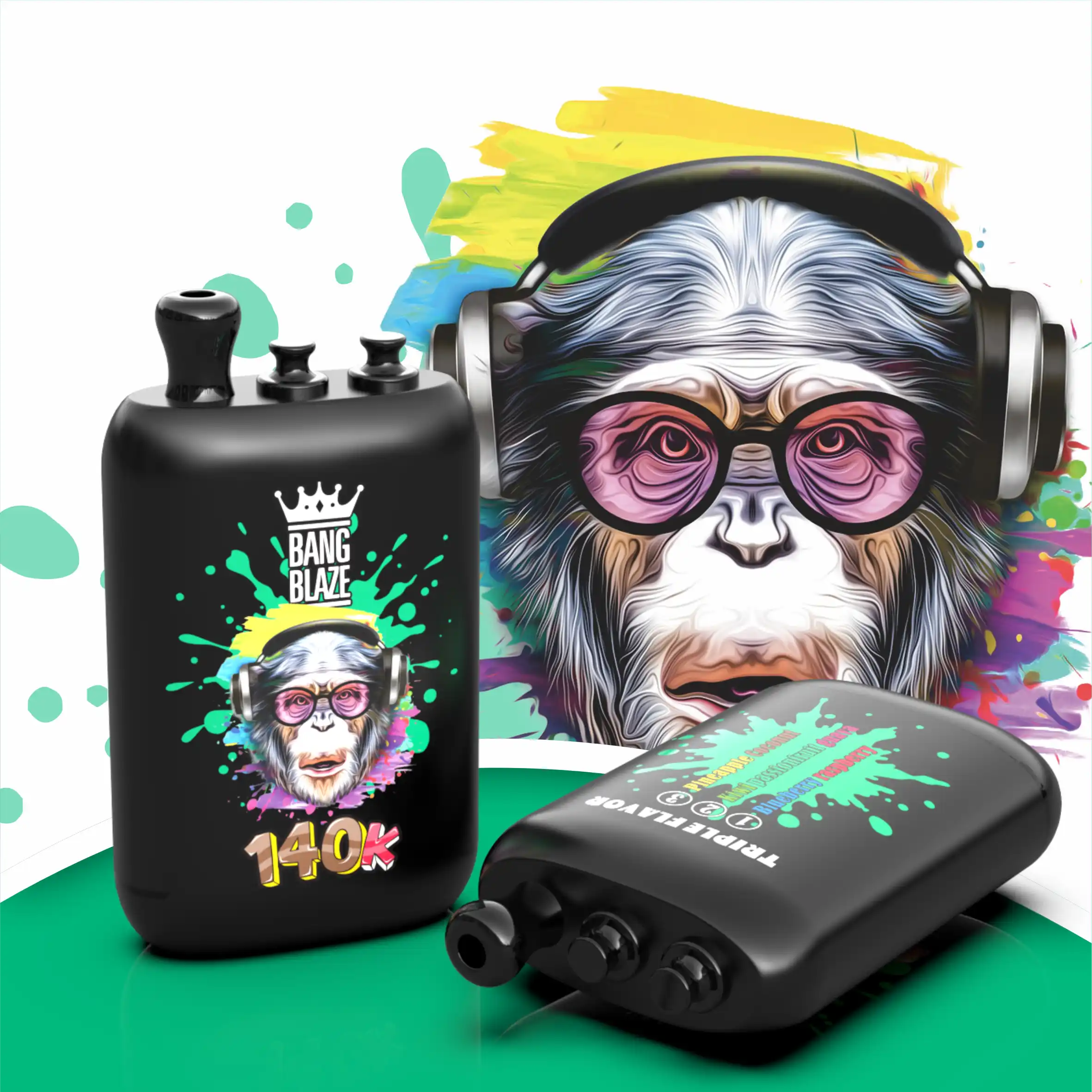 Bang Blaze 140K Puffs 3 Flavors in 1 Disposable Vape | Rechargeable Big Puff Vape with Multi Pods & Monkey Design, 2%/5% Nicotine Salt - Image 11