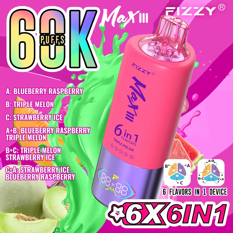 Fizzy Max III 6in1 60000 Puffs Disposable Vape Wholesale - Image 6