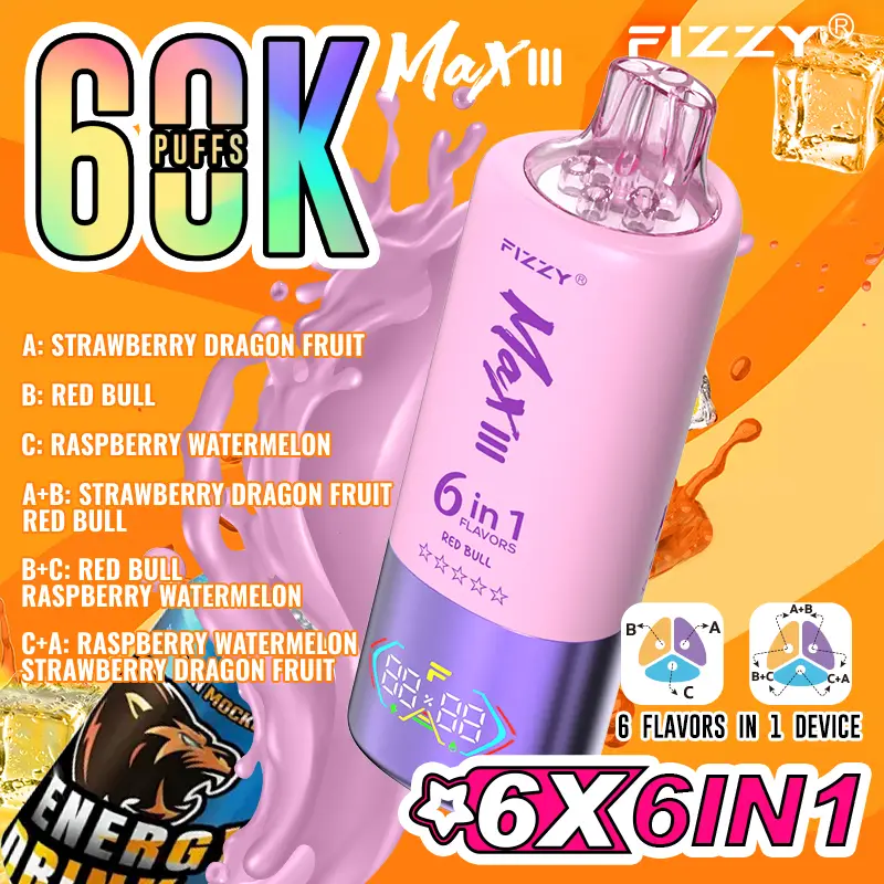 Fizzy Max III 6in1 60000 Puffs Disposable Vape Wholesale - Image 7