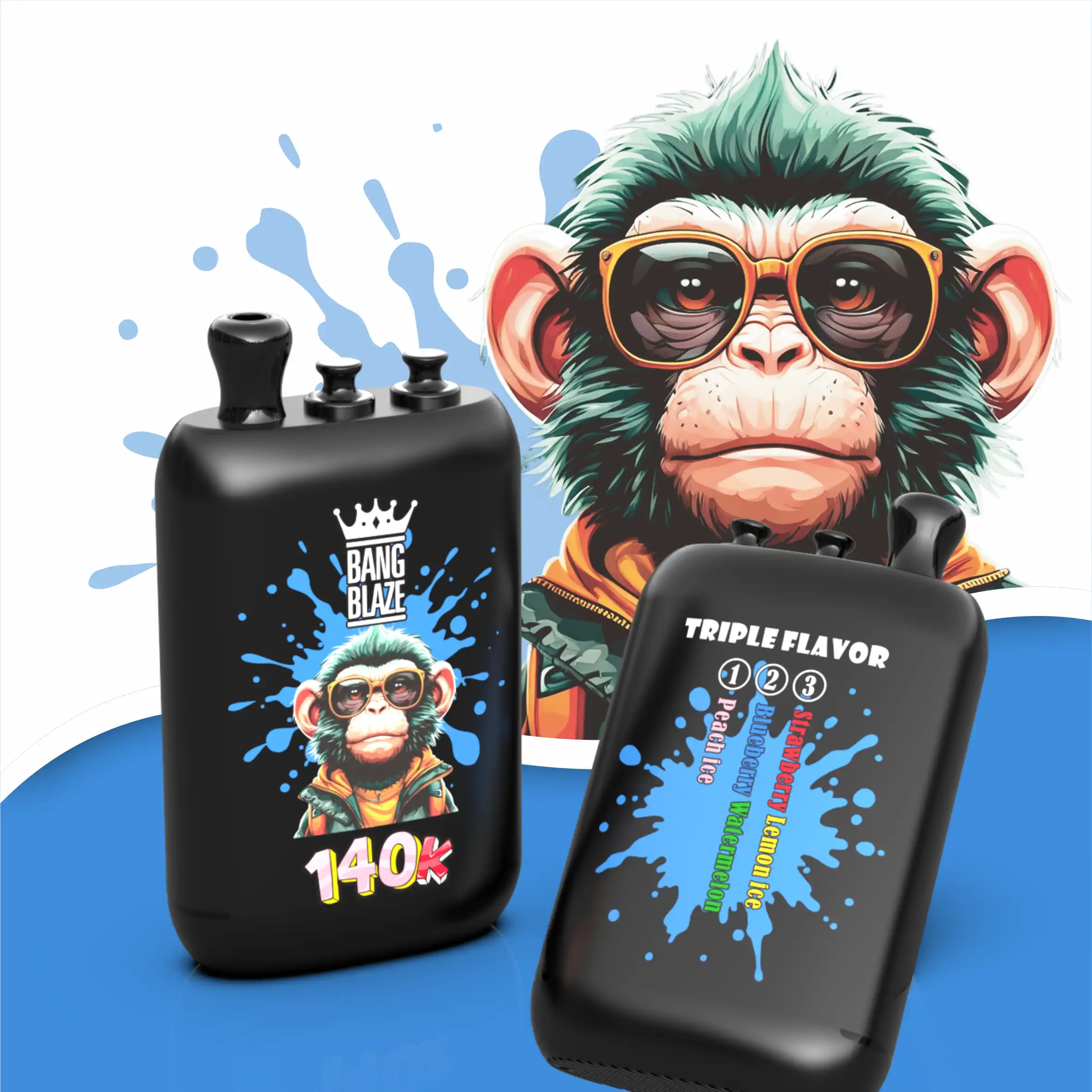 Bang Blaze 140K Puffs 3 Flavors in 1 Disposable Vape | Rechargeable Big Puff Vape with Multi Pods & Monkey Design, 2%/5% Nicotine Salt - Image 7