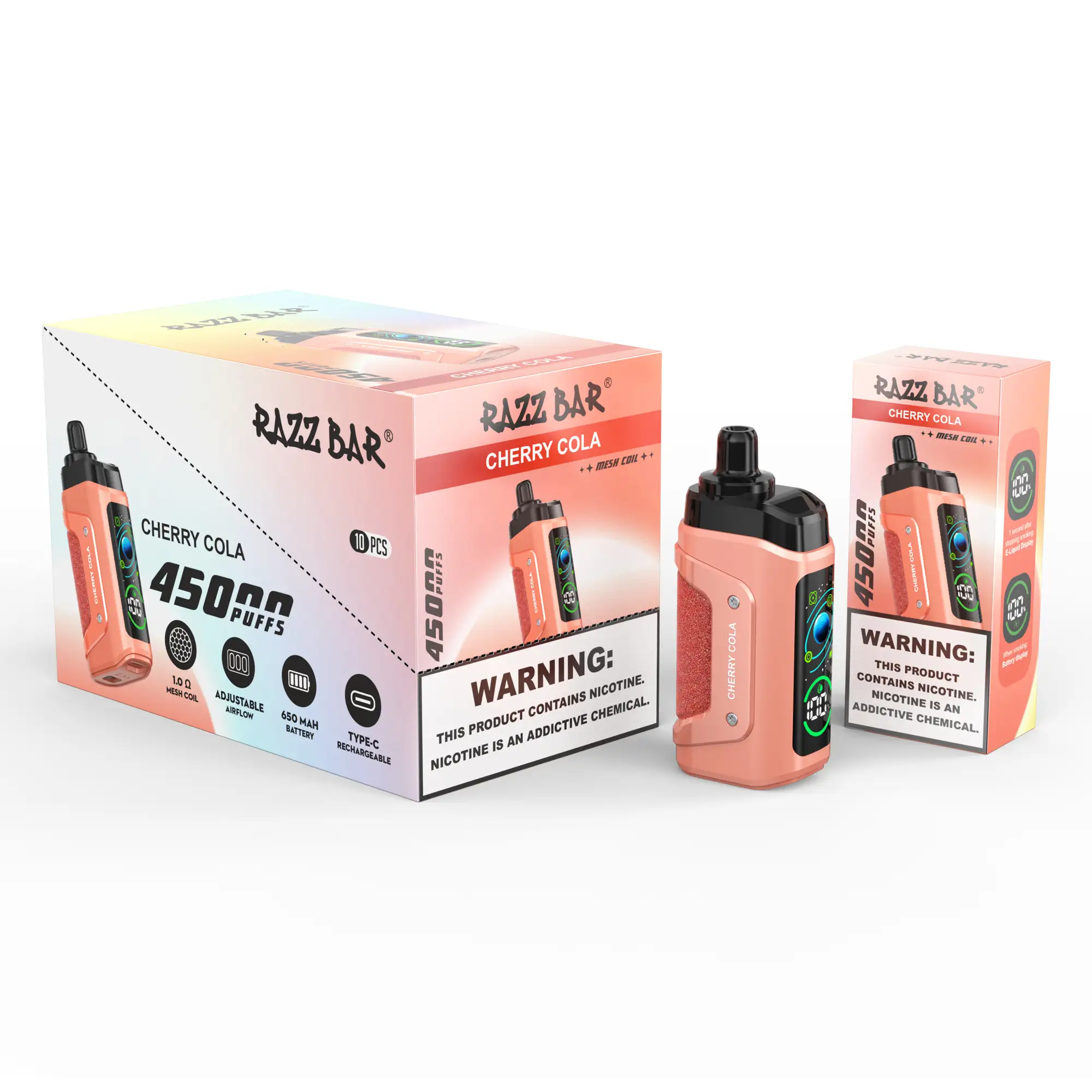 Razz Bar 45K Puff Galaxy Themed Smart Screen Vape | 45000 Puffs Tasty Vape with 2%/5% Nic Salt, Adjustable Airflow, Rechargeable - Image 9