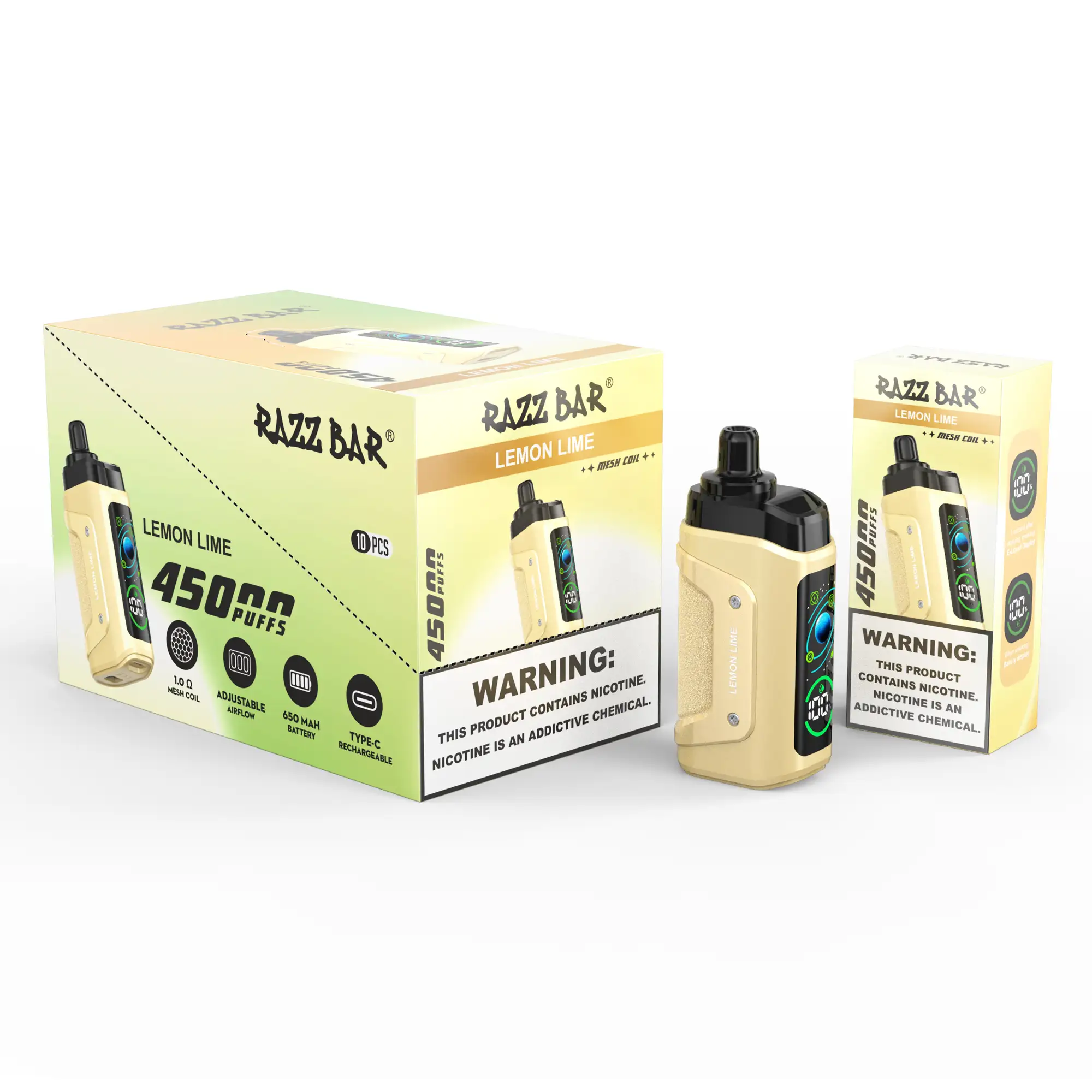 Razz Bar 45K Puff Galaxy Themed Smart Screen Vape | 45000 Puffs Tasty Vape with 2%/5% Nic Salt, Adjustable Airflow, Rechargeable - Image 11