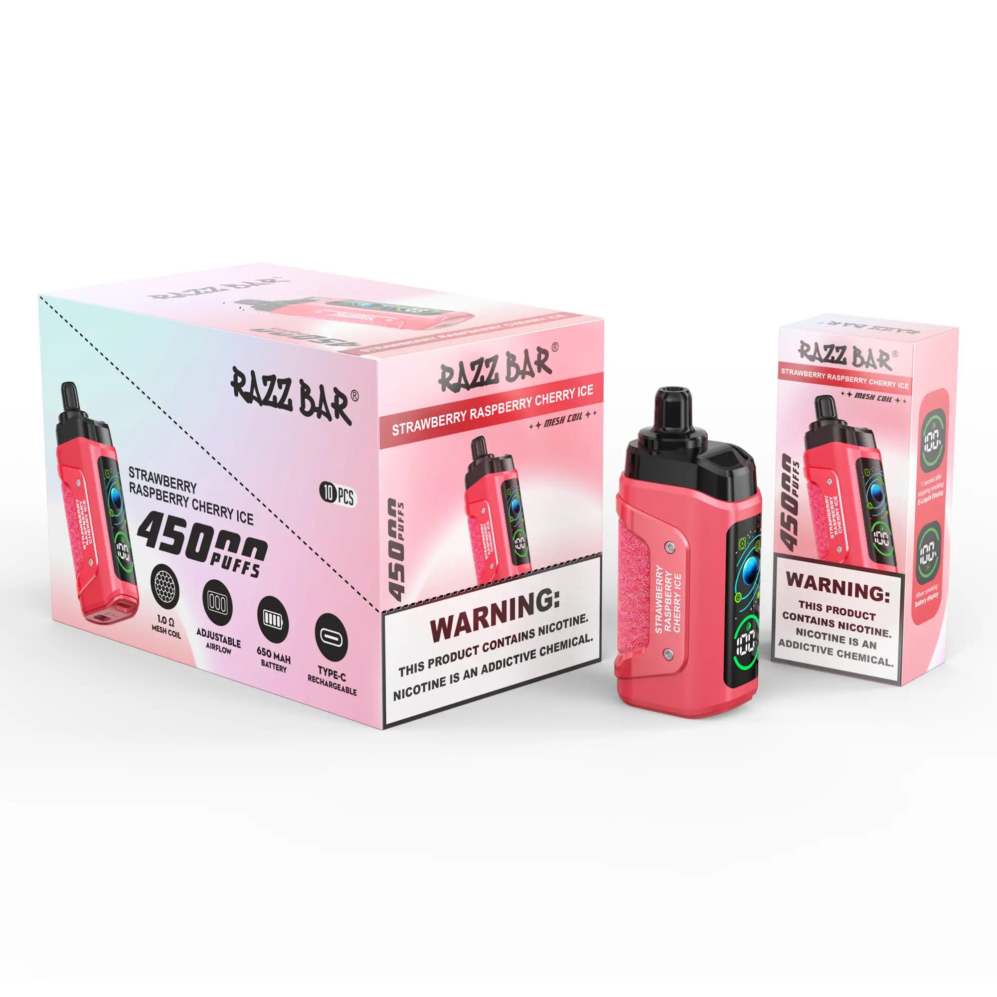 Razz Bar 45K Puff Galaxy Themed Smart Screen Vape | 45000 Puffs Tasty Vape with 2%/5% Nic Salt, Adjustable Airflow, Rechargeable - Image 6