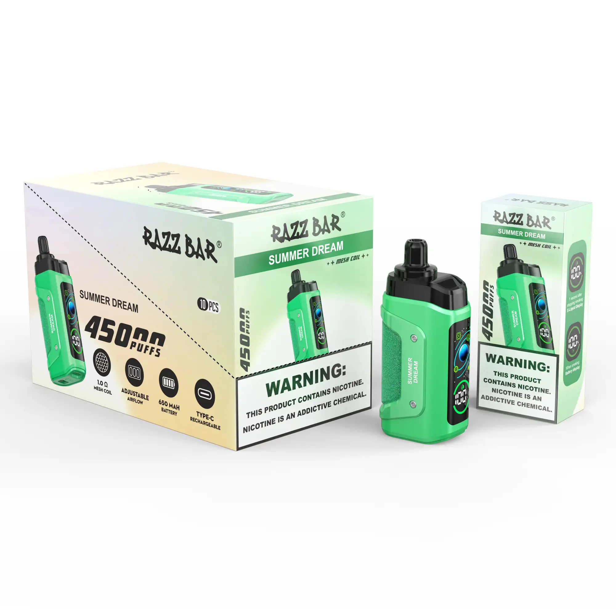 Razz Bar 45K Puff Galaxy Themed Smart Screen Vape | 45000 Puffs Tasty Vape with 2%/5% Nic Salt, Adjustable Airflow, Rechargeable - Image 5