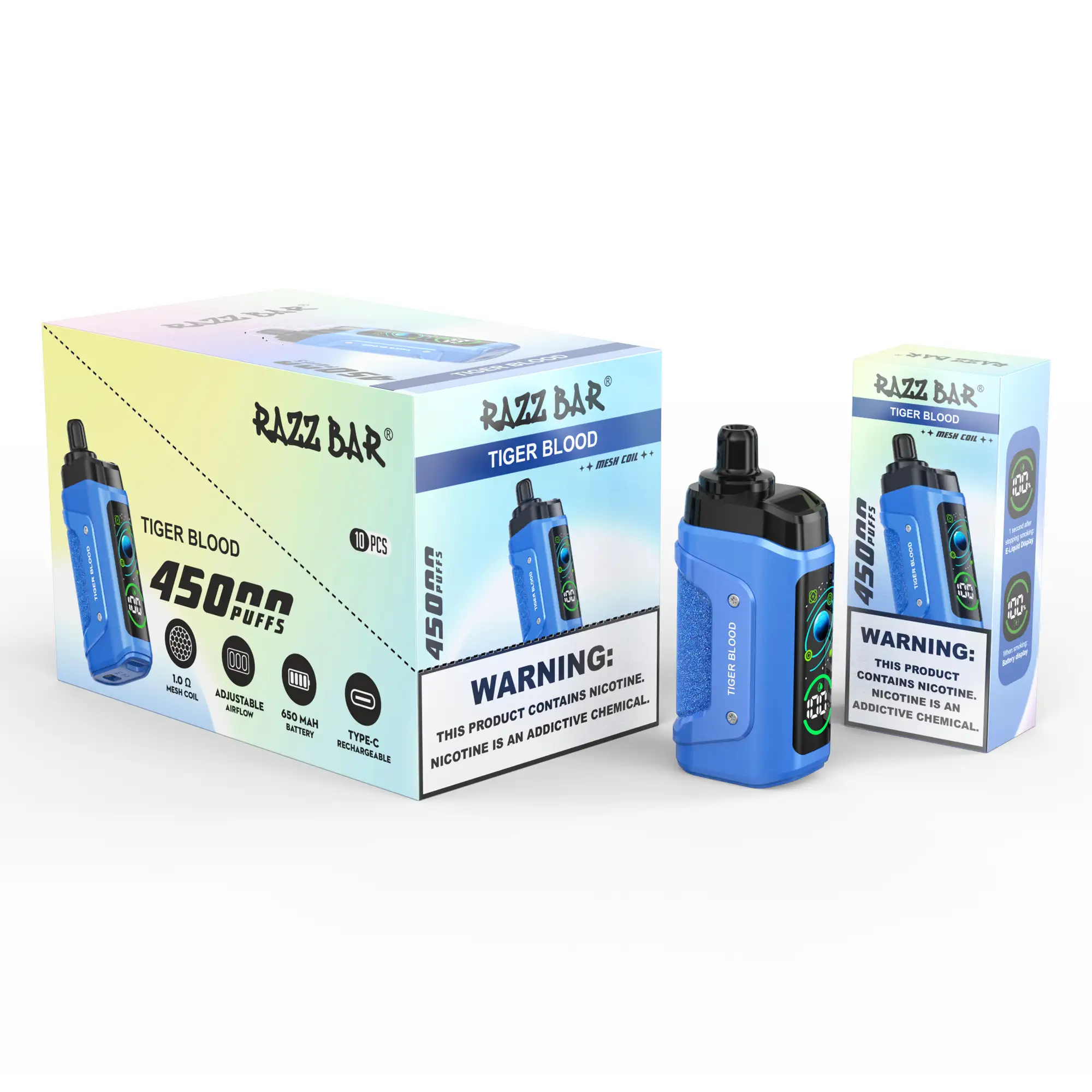Razz Bar 45K Puff Galaxy Themed Smart Screen Vape | 45000 Puffs Tasty Vape with 2%/5% Nic Salt, Adjustable Airflow, Rechargeable - Image 4