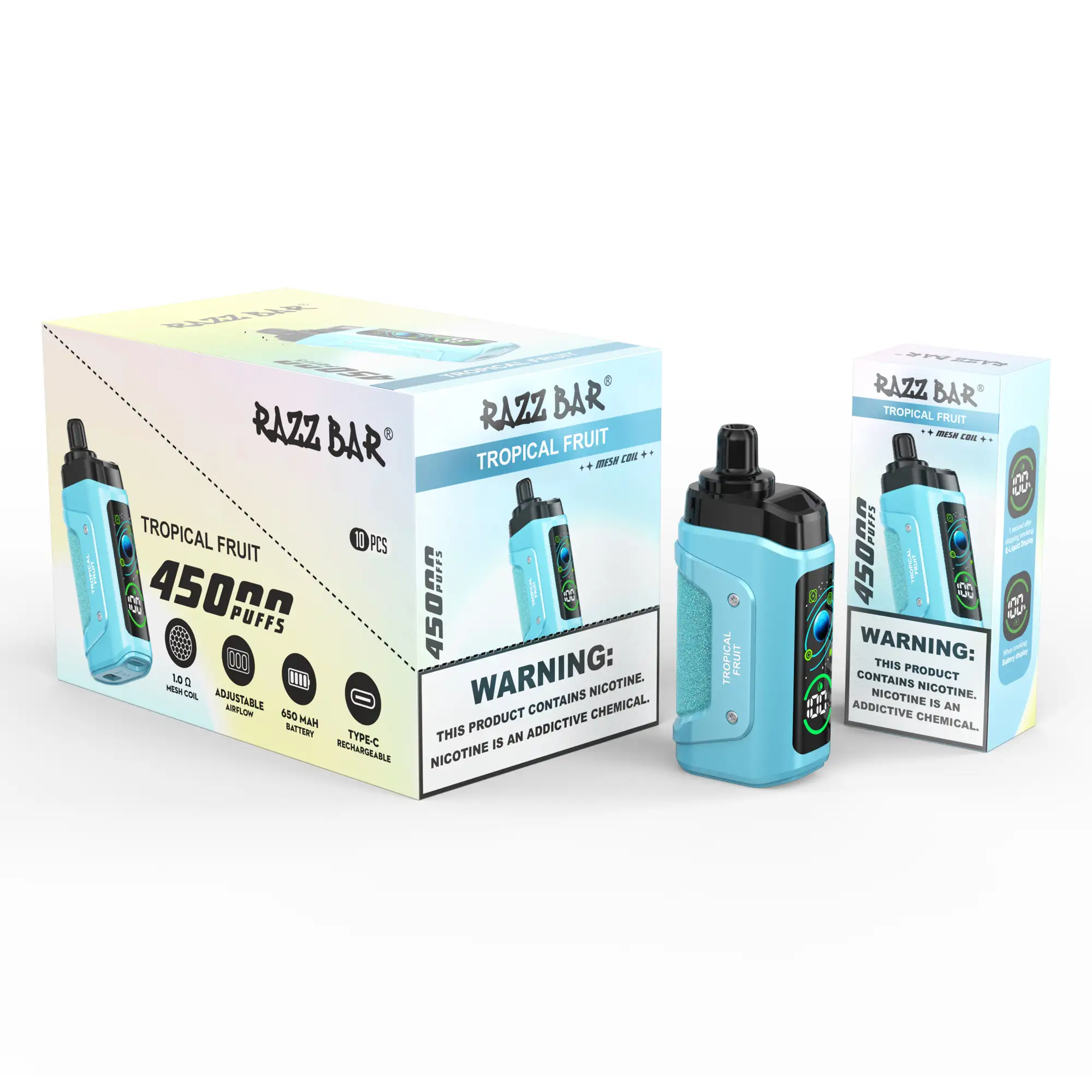 Razz Bar 45K Puff Galaxy Themed Smart Screen Vape | 45000 Puffs Tasty Vape with 2%/5% Nic Salt, Adjustable Airflow, Rechargeable - Image 3