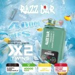 Razz Bar Twins 40000 40K Puffs 2 in 1 Vape Rechargeable | Dual Flavor Switch Vape Pen with Smart Screen, 2%/5% Nicotine Salt