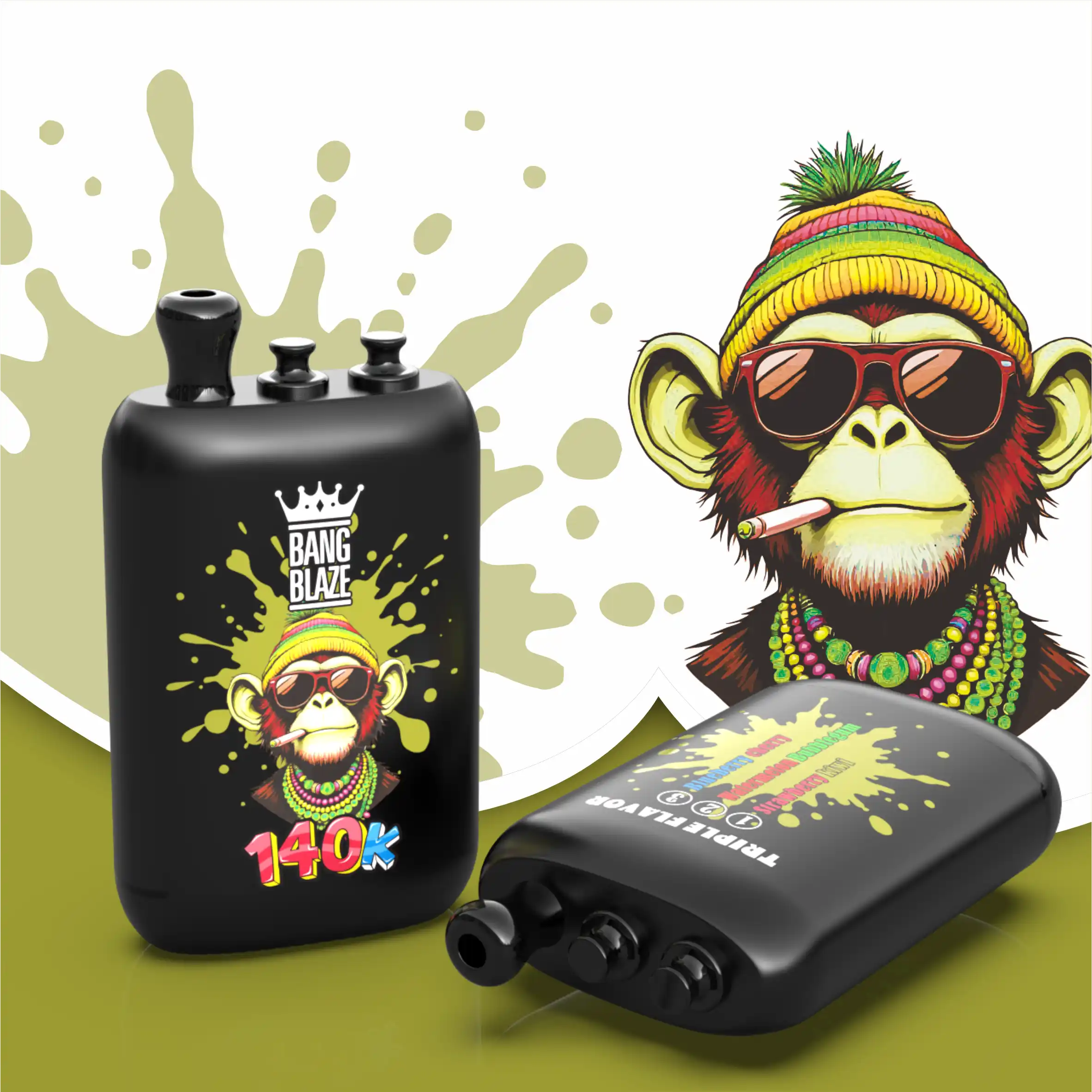 Bang Blaze 140K Puffs 3 Flavors in 1 Disposable Vape | Rechargeable Big Puff Vape with Multi Pods & Monkey Design, 2%/5% Nicotine Salt - Image 6