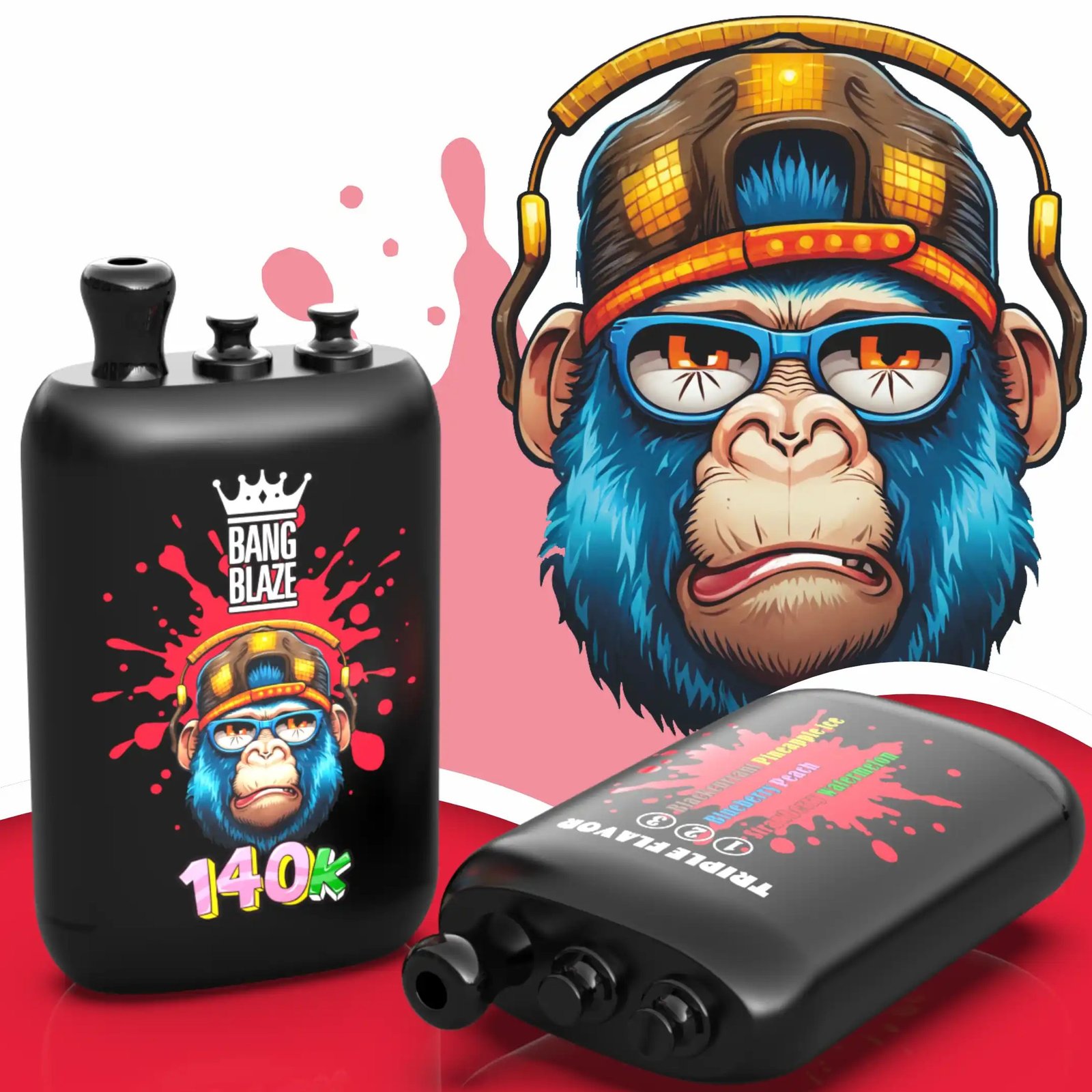 Bang Blaze 140K Puffs 3 Flavors in 1 Disposable Vape | Rechargeable Big Puff Vape with Multi Pods & Monkey Design, 2%/5% Nicotine Salt - Image 3