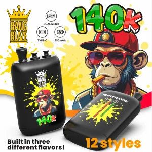 Bang Blaze 140K Puffs 3 Flavors in 1 Disposable Vape | Rechargeable Big Puff Vape with Multi Pods & Monkey Design, 2%/5% Nicotine Salt