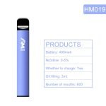 HM019-Tube-style Disposable Vape 400mAh 600puffs