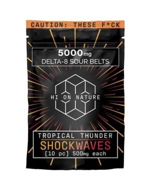 THC GUMMIES – DELTA 8 GUMMIES – TROPICAL THUNDER SHOCKWAVES SOUR BELTS – 500MG – BY HI ON NATURE